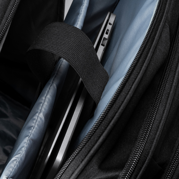 GARNES — Wheel trolley backpack made of 300D heather polyester