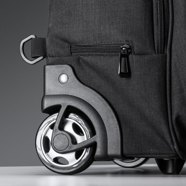 GARNES — Wheel trolley backpack made of 300D heather polyester