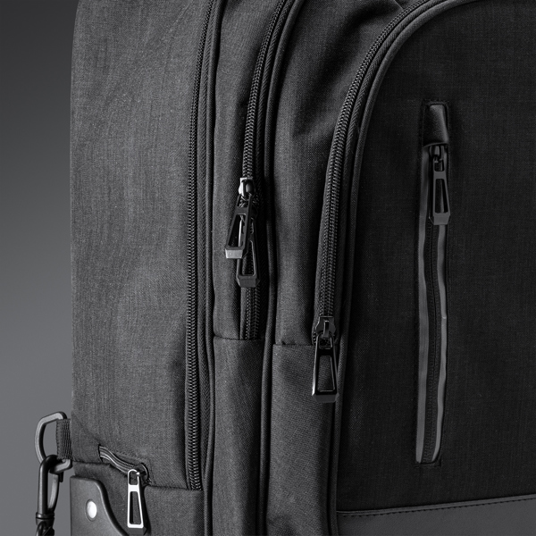 GARNES — Wheel trolley backpack made of 300D heather polyester