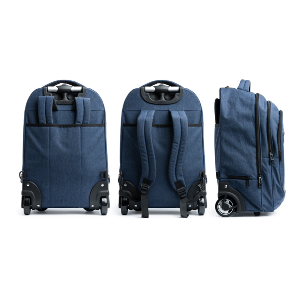 GARNES — Wheel trolley backpack made of 300D heather polyester