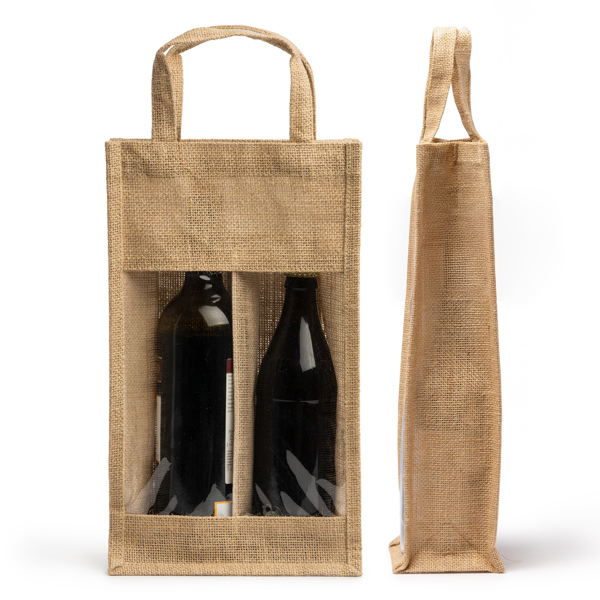 GRACE — Laminated jute bag with window and double compartment