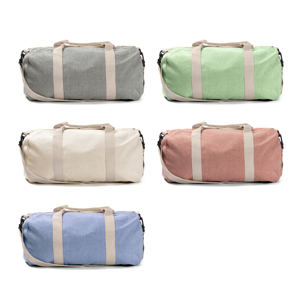 MONDELO — Multifunction duffel bag made of 320 gsm recycled cotton in a heather finish design