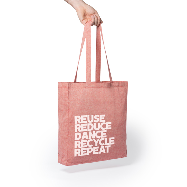 LUMIA — Bag made of 140 gsm recycled cotton in a heather finish design, with 70 cm long handles