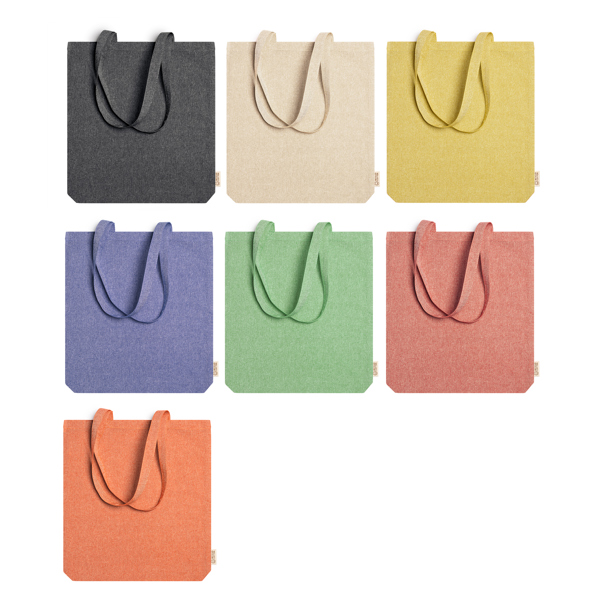 LUMIA — Bag made of 140 gsm recycled cotton in a heather finish design, with 70 cm long handles