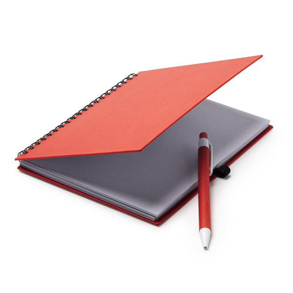 LEYNAX — Spiral ring notebook with plain sheets and pen holder