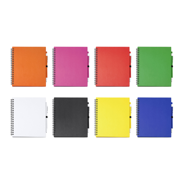 LEYNAX — Spiral ring notebook with plain sheets and pen holder